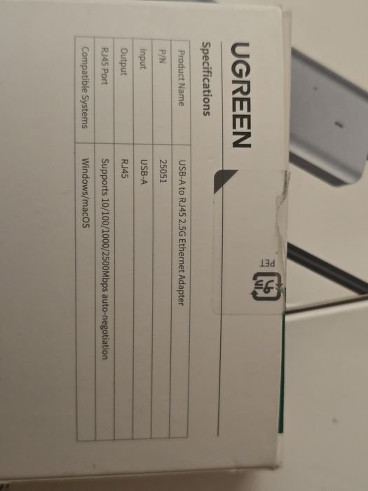 UGREEN USB-A to RJ45 2.5G Ethernet Adapter — мережевий адаптер 2.5 Гбіт/с
