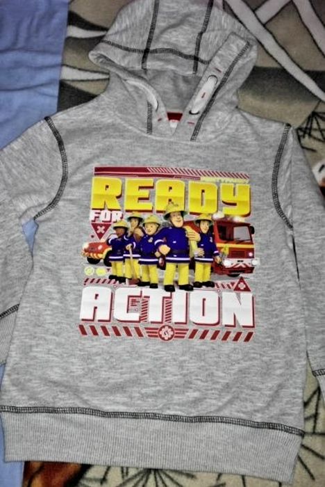 Bluza sweter Strażak Sam! Szara kaptur ściągacze!
