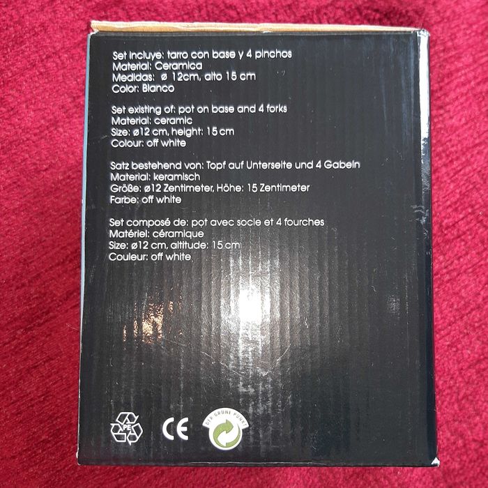 NOVO Fondue de chocolate em cerâmica com 4 garfos + vela