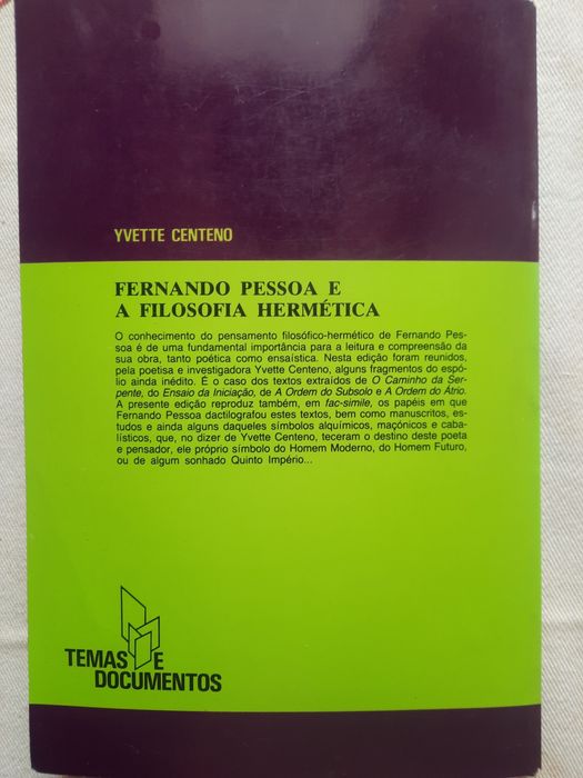 Fernando Pessoa e a Filosofia Hermética da autora Yvette Centeno
