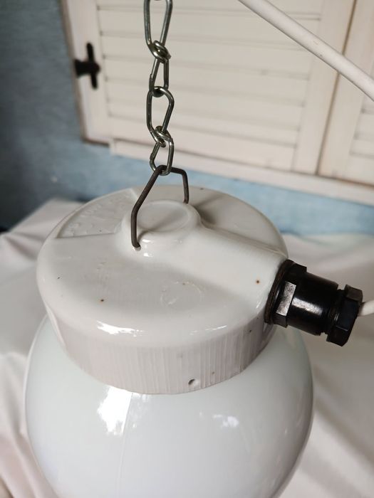 Ceramiczna Lampa sufitowa OPS wisząca Prl Industrialna. Dostępne 2sztuki.