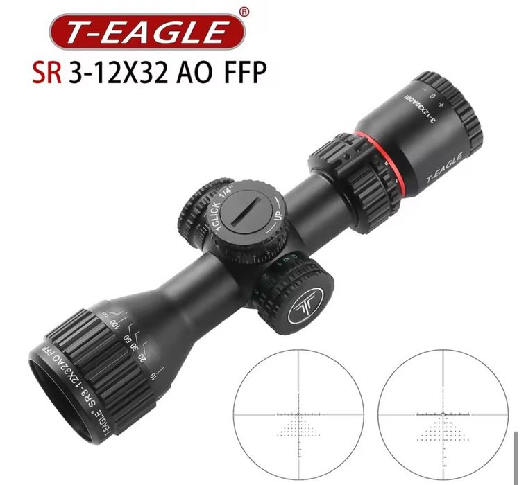 Luneta teagle sr3-12x32 AO FFP + montaż wysoki szyna 11mm