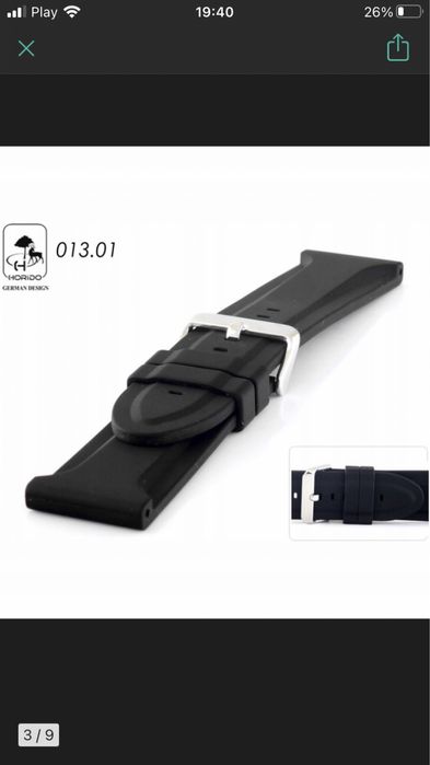 Pasek do zegarka 26 mm kauczukowy HORIDO 013.01 26 mm