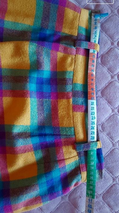 Fato xadrez vintage, casaco + saia + calções + cinto