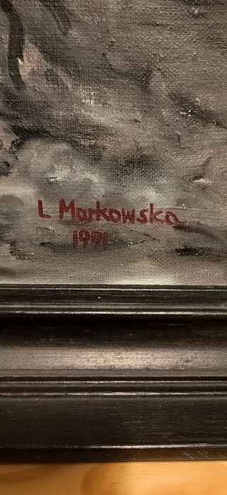 Sprzedam obraz olejny na Putnie kwiaty wiśni Lidia markowska kity 1991 rok