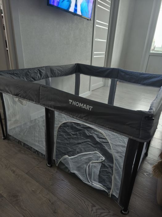 Манеж дитячий складний Homart BP 120х120 см сірий