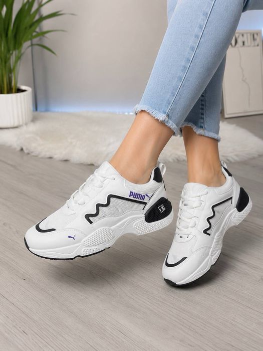 Последняя пара! Женские кроссовки Puma белые | Размер 38 (стелька 24 см) | Легкие повседневные кроссовки