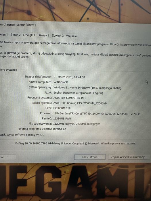 Asus f15 RTX 3060 6gb stan bdb