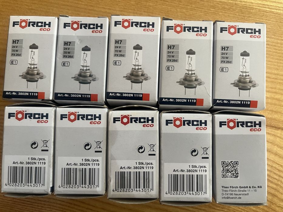 Żarówka  Forch eco h7 24v 70W px26d. 10 szt