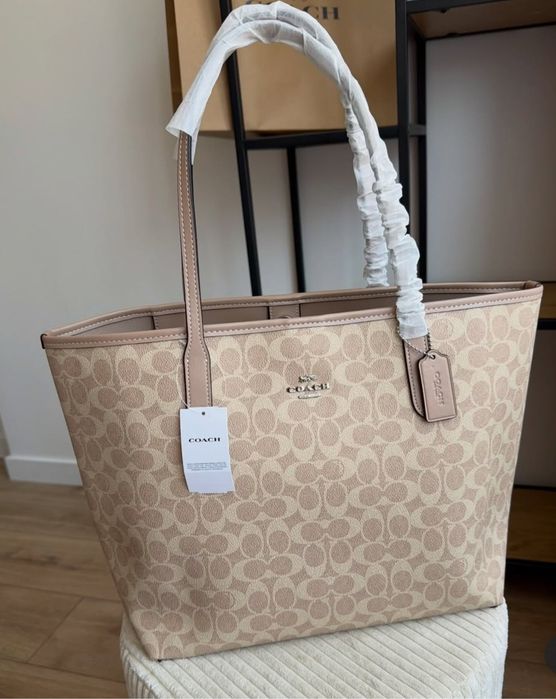 Сумка Coach Tote City шопер Коуч колір беж