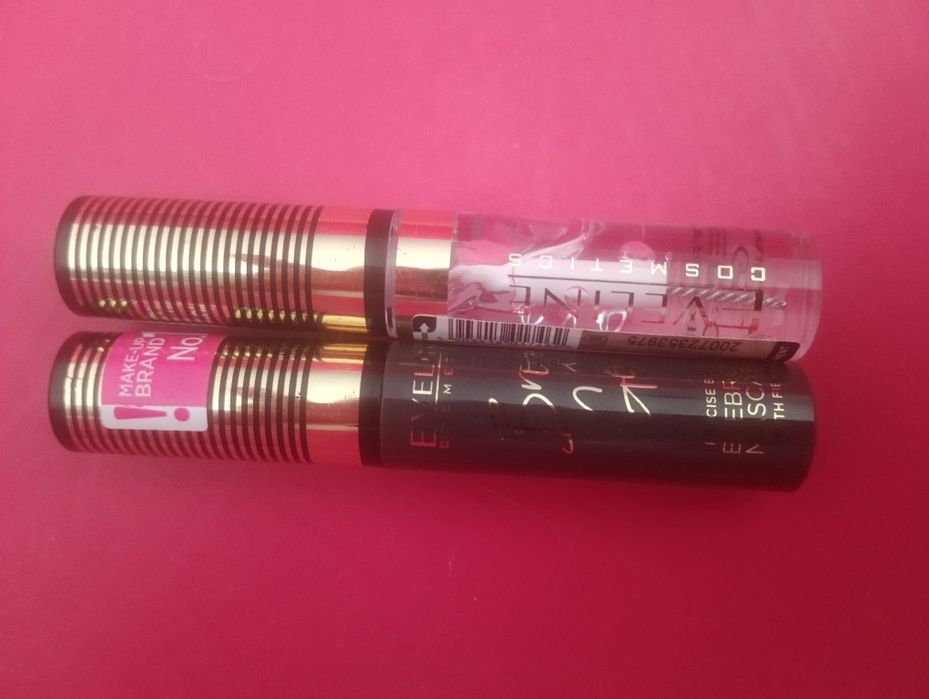 Mocny żel utrwalający i pielęgnujący do brwi i maskara tusz Eveline