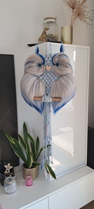 Sowa z makramy duża 43x110 cm