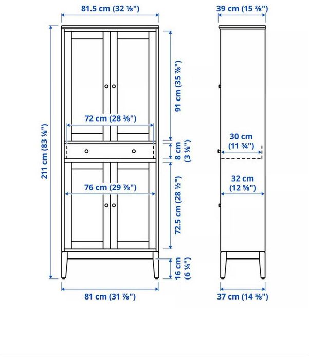 Armário alto com porta de vidro e Estante IKEA IDANÄS
