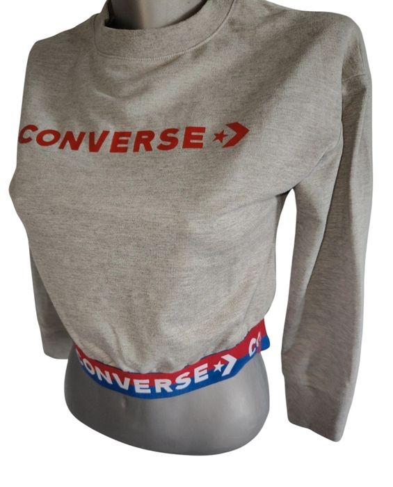 Markowa krótka bluza Converse All Star r S 36 szara rękaw 3/4
