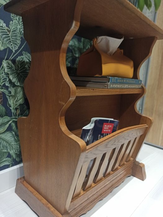 Gazetownik, stolik, drewno, prl