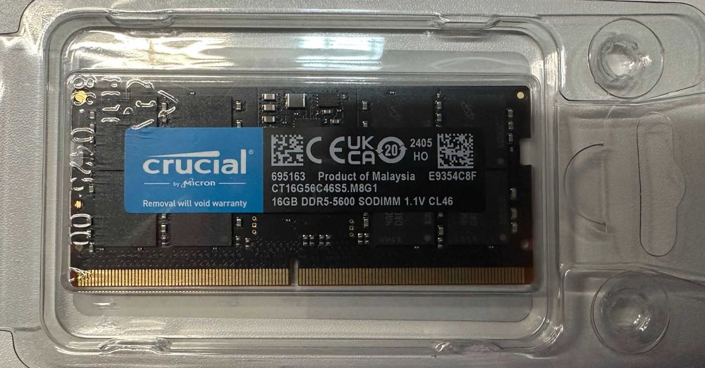 Memoria RAM para portatil SODIMM DDR5 16gb 5600mhz Crucial