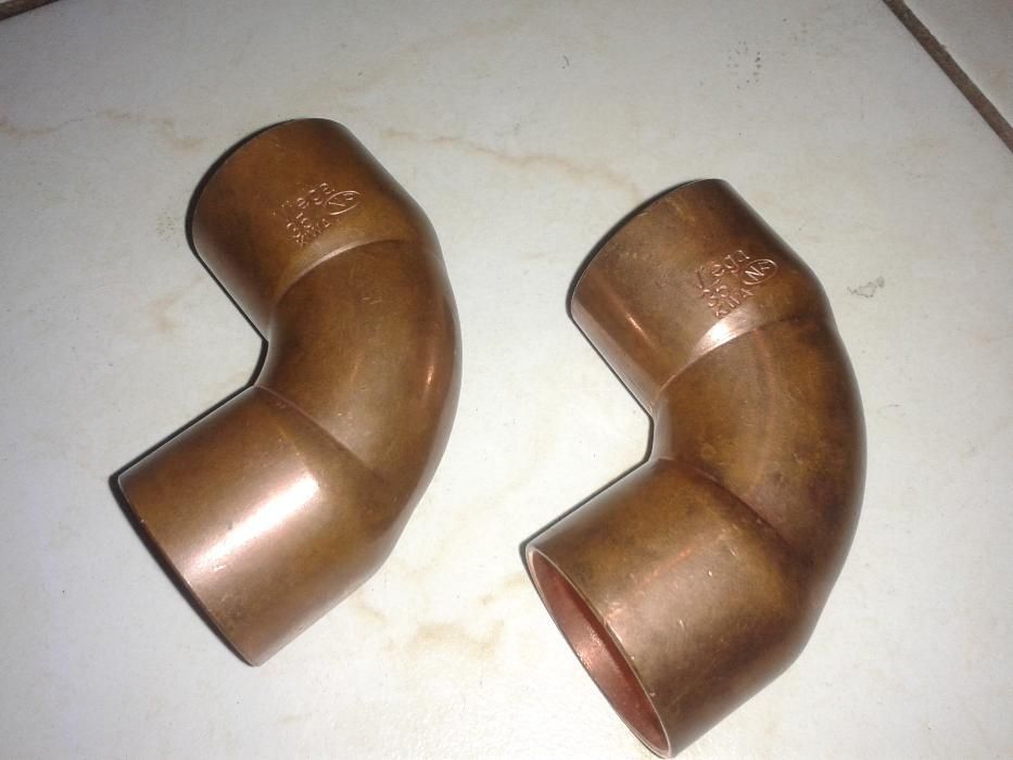 Kolano miedziane 90 stopni dwukielichowe fi 35 - nowe