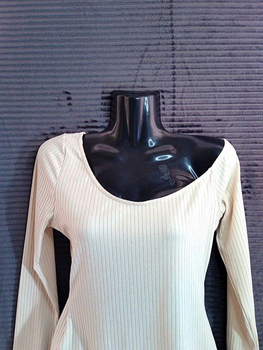 Сукня трикотажна міді Missguided бежева в рубчик Розмір XS - S