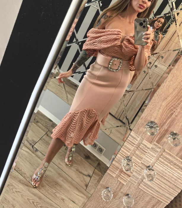 Asos piękna ołówkowa hiszpanka midi kryształowy pas 36 S impreza wesele sylwester lato