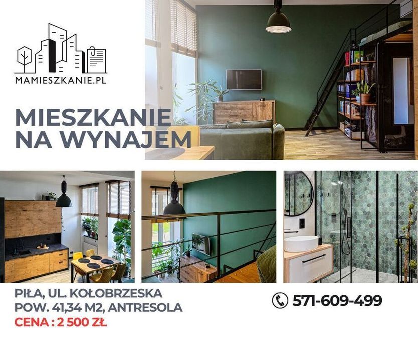 Mieszkanie na wynajem z antresolą | 41,34 m²| Piła