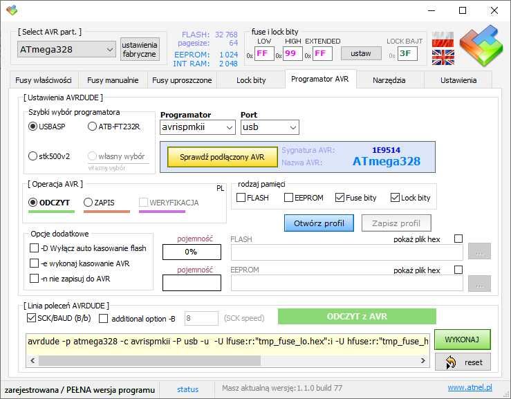 Programator USB AVR MKII MK2 AtMega XMega interf. PDI ISP TPI Arduino