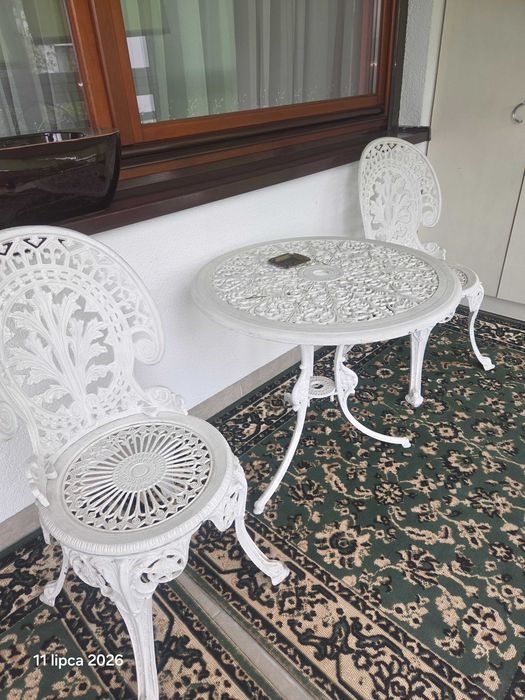 krzesła aluminiowe ogrodowe zestaw stolik