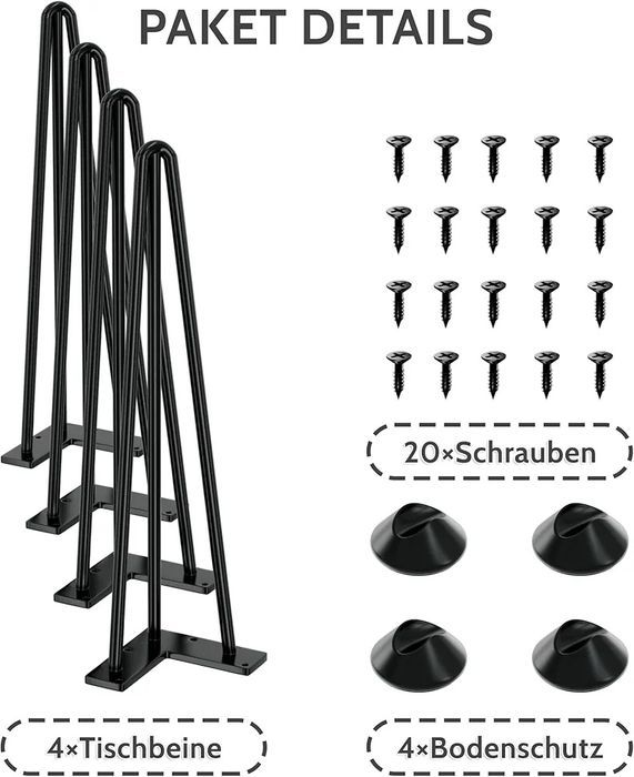 Nogi loftowe hairpin 46cm 4szt nogi nóżki do stołu loftowego plaster