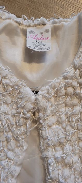 Bolerko białe na 128 cm