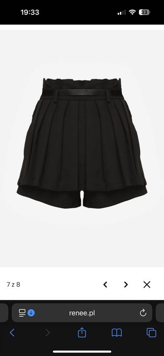 Czarne Spódnico-Szorty Plisowane High Waist Ozdobione Paskiem Eranivia