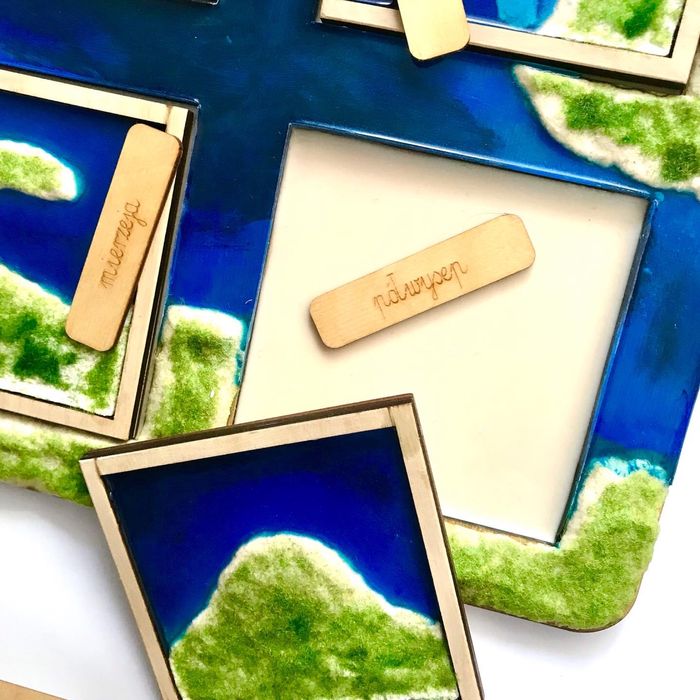 Formy ukształtowania terenu Montessori tabliczki sensoryczne z tacą