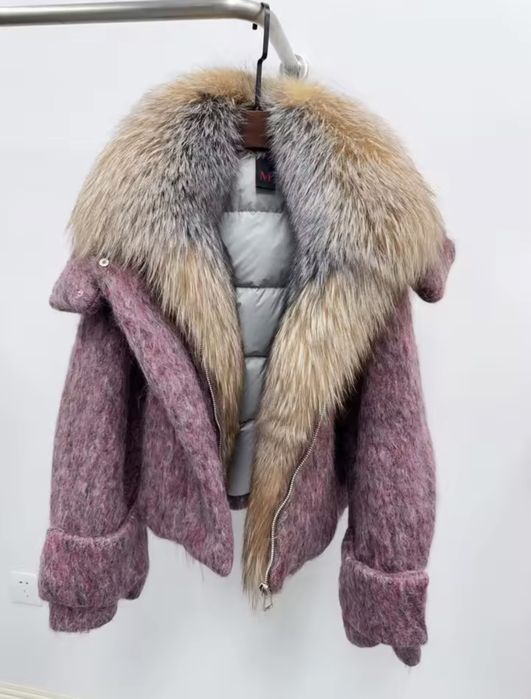 Kontantto kurtka welniana puchowa z futrem lisa xs-xl