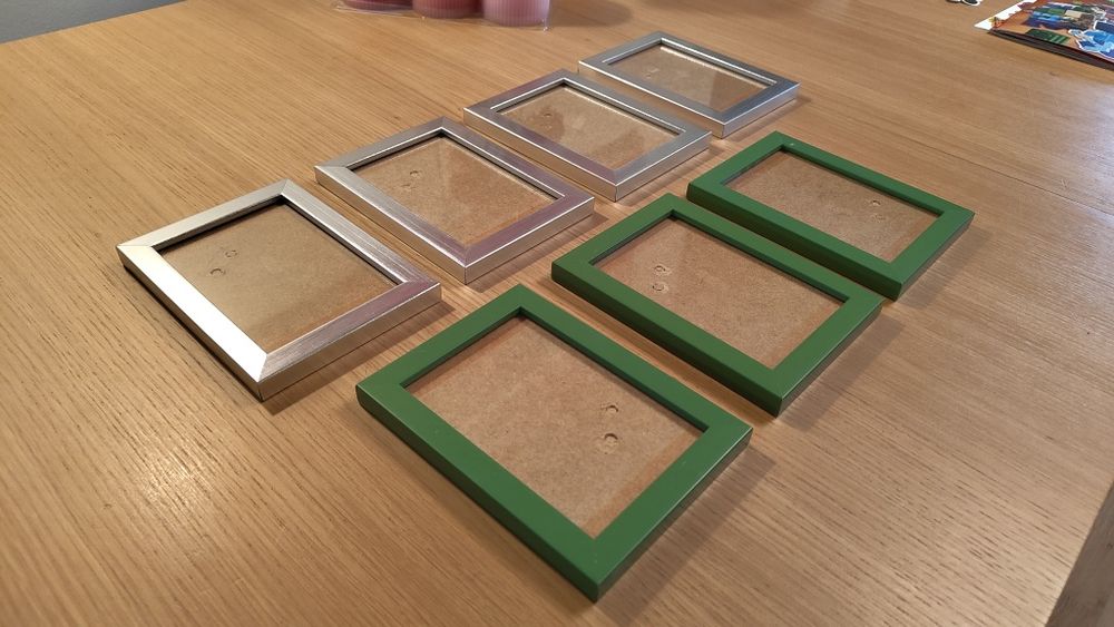 Ramka na zdjęcie 7 sztuk srebrna zielona 15,4 x 11,4 cm