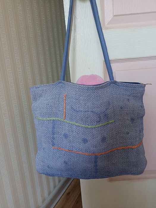 Сумка из ткани типа мешковины