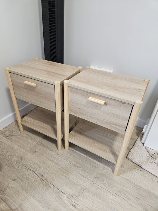 Szafki noce szafka nocna nowe 2szt. jasne drewno z szufladą