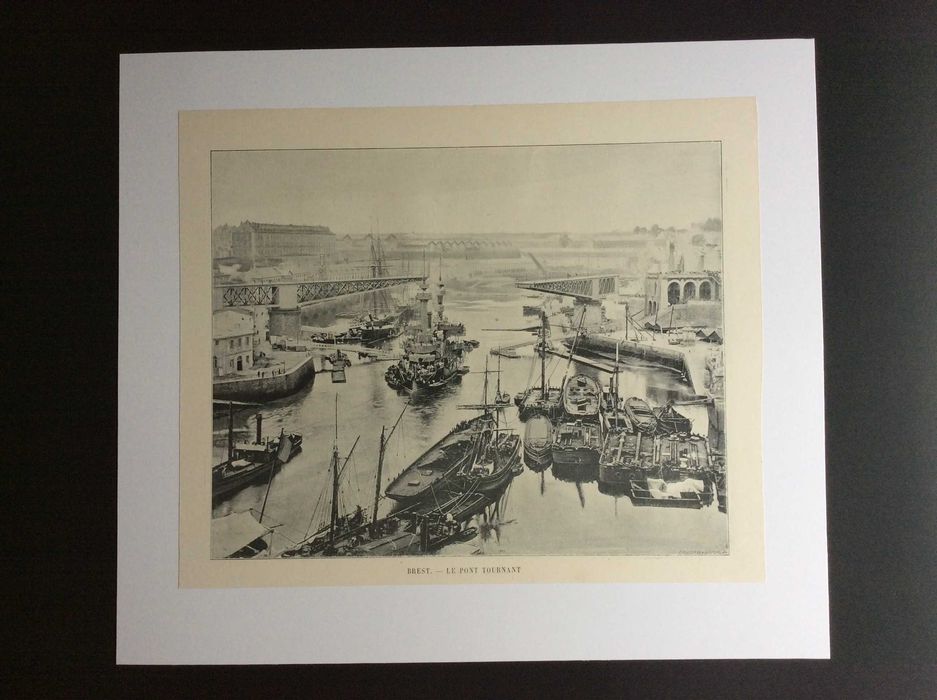 Brest - Le Pont Tournant. Fotogr. monocromática do séc. XIX. Lindíssimo exemplar