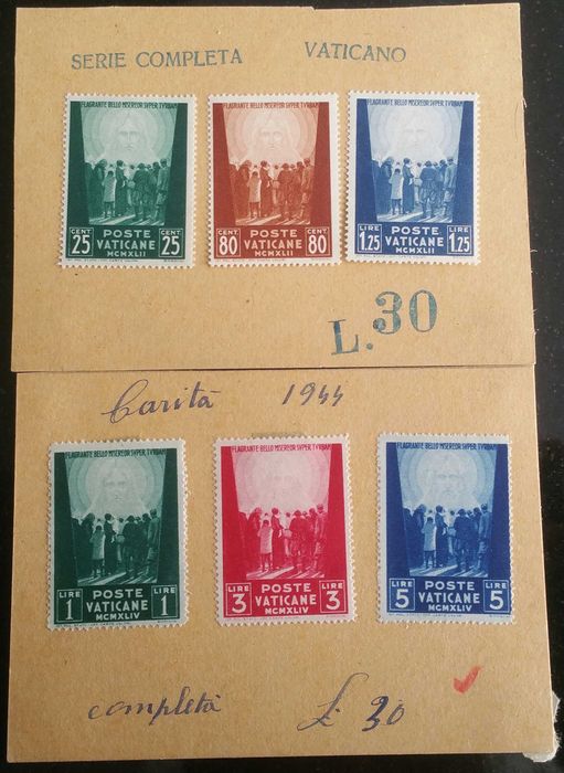 Filatelia selos do Mundo Vaticano 1944