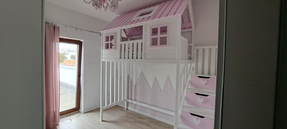 Łóżeczko łóżko drewniane pietrowe z antresolą dla dzieci RATY