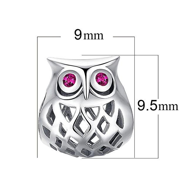 CHARMS do bransoletki Pandora BEADS KORALIK niebieska sowa s925