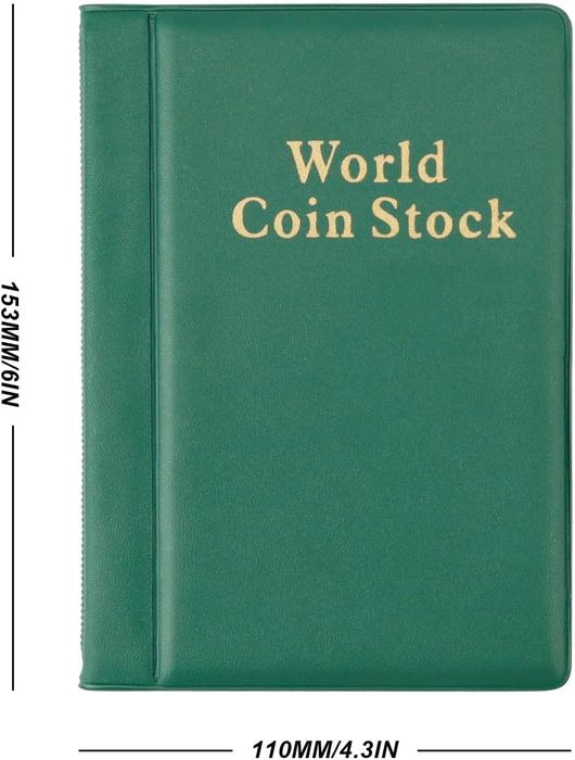 Album na monety 120 kieszonek skórzany etui na monety zielony