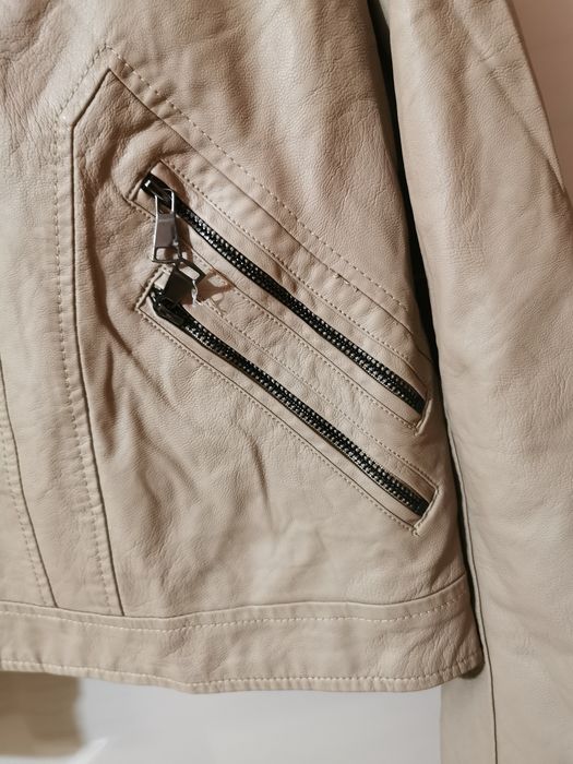 Kurtka skajka ekoskóra damska 40 L beżowa nowa W Collection