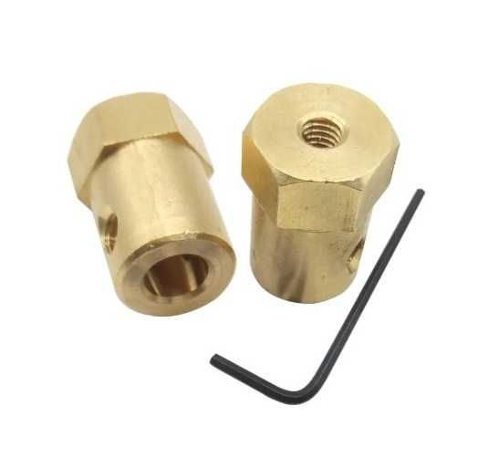Robótica 4 rodas para carro RC + 4 acopladores hexagonais + chave