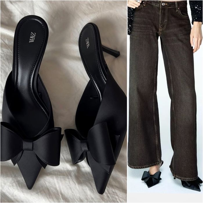 Сатинові мюлі з бантом ZARA.