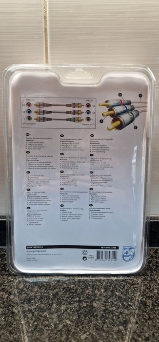 Cabo de vídeo componente Philips banhado a ouro 24K 6 pés para HDTV SW