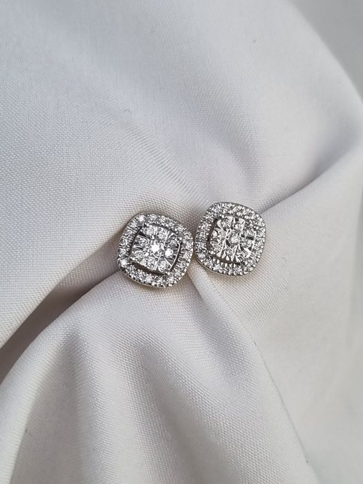 Luksusowe złote kolczyki z diamentami 585 sztyft brylanty