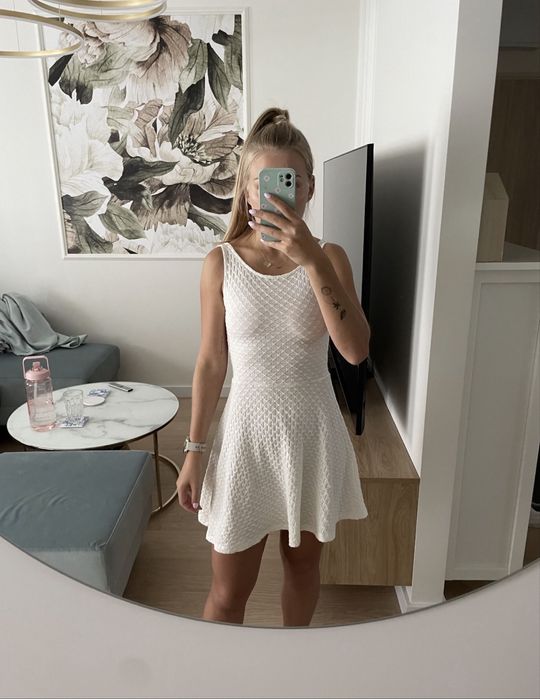 Biała, letnia sukienka H&M XS