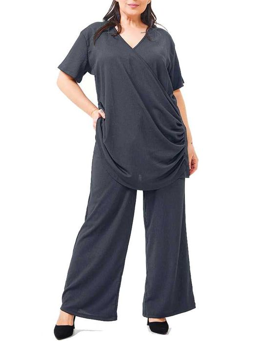 nowy elegancki komplet tunika spodnie proste duzy rozmiar plus size
