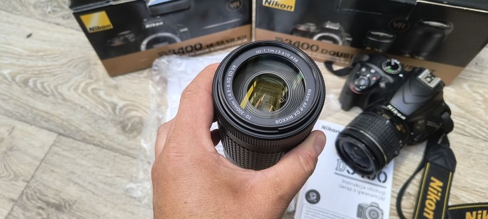 Nikon D3400 double zoom gr kit. Body + dwa obiektywy