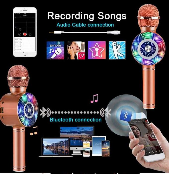 FISHOAKY Mikrofon do karaoke dla dzieci, 4w1, Bluetooth, z głośnikiem