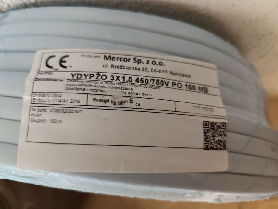 Nowy Kabel instalacji ydy 3x1.5
