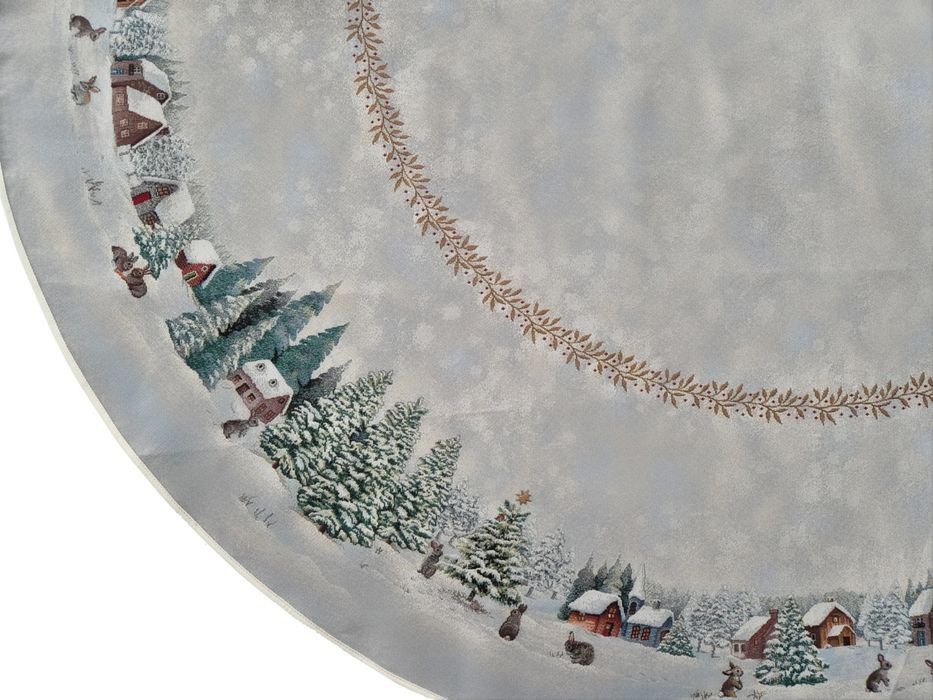 Obrus okrągły 165 cm z zimowym pejzażem 1262VE